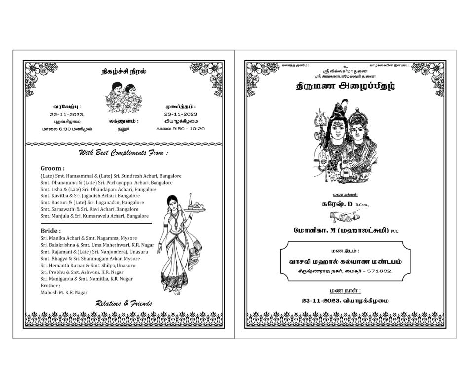 Get Free Tamil Wedding Invitation Template Ideas | King of Cards